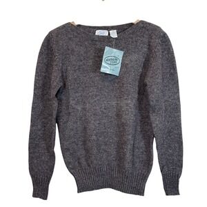 Northern Isles Gray Scotland Large 100% Shetland Wool Sweater New Vintage